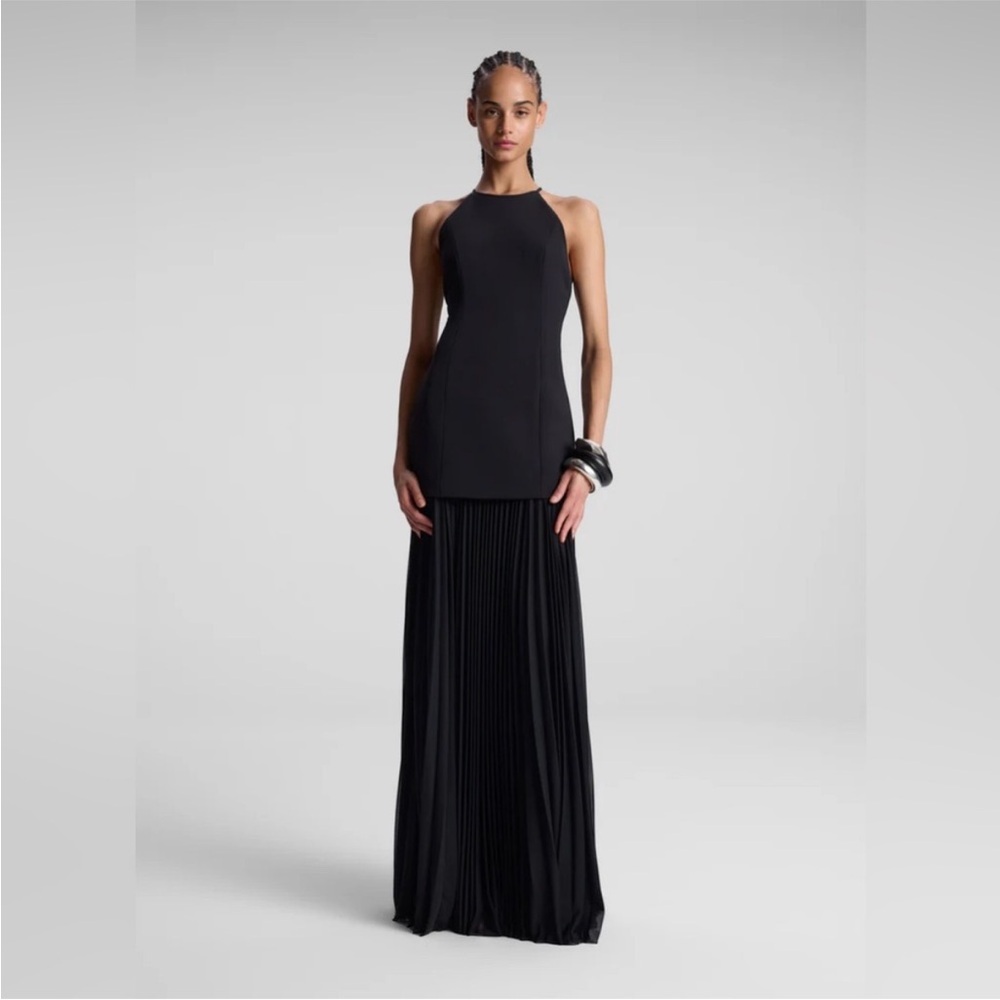 A.L.C $695 Lana Pleated Maxi Dress Black